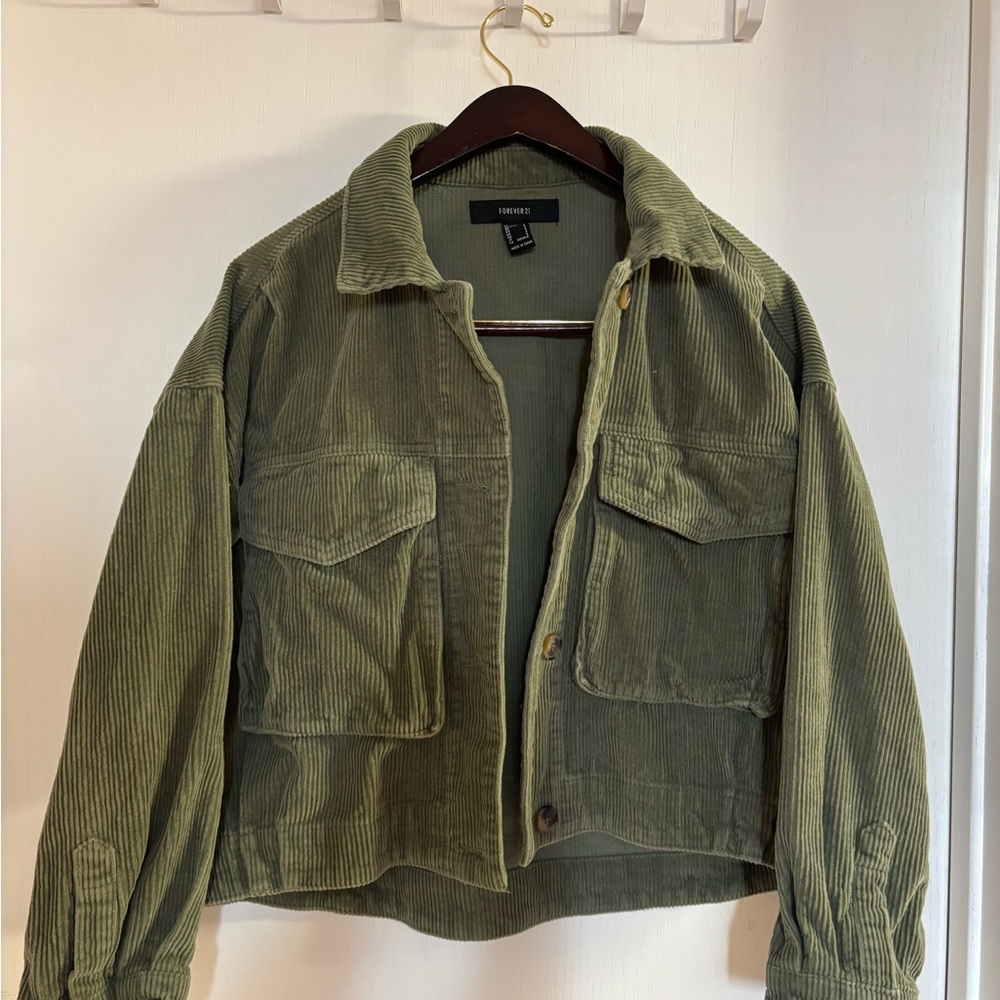 Forever 21 Olive Corduroy Utility Jacket